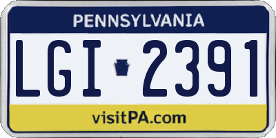 PA license plate LGI2391