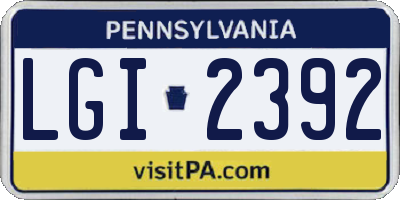 PA license plate LGI2392