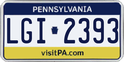 PA license plate LGI2393