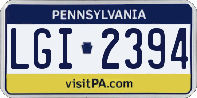 PA license plate LGI2394