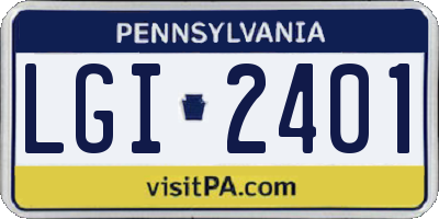 PA license plate LGI2401