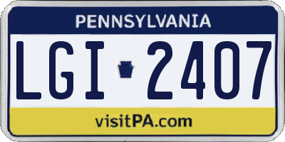 PA license plate LGI2407