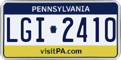 PA license plate LGI2410