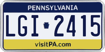 PA license plate LGI2415