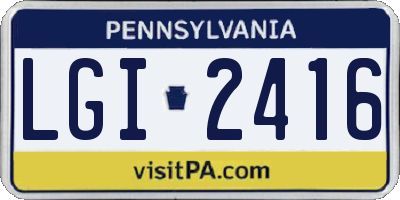 PA license plate LGI2416