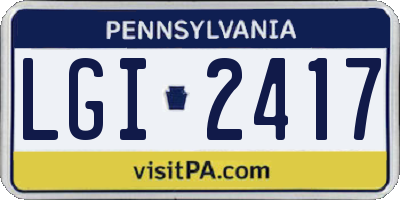 PA license plate LGI2417