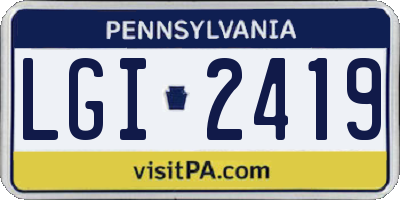 PA license plate LGI2419