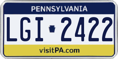PA license plate LGI2422