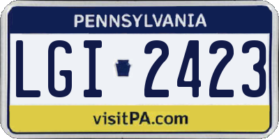 PA license plate LGI2423