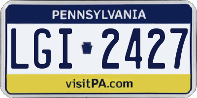 PA license plate LGI2427