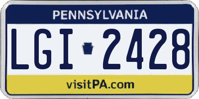 PA license plate LGI2428