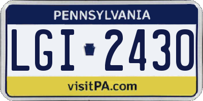 PA license plate LGI2430