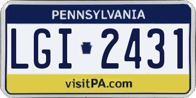 PA license plate LGI2431