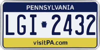 PA license plate LGI2432