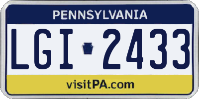 PA license plate LGI2433