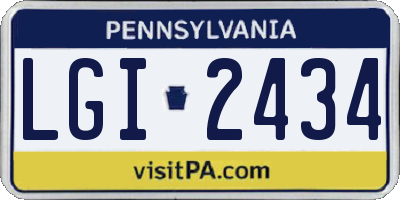 PA license plate LGI2434