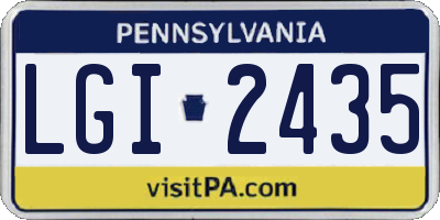 PA license plate LGI2435