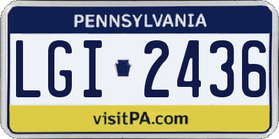 PA license plate LGI2436
