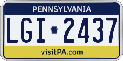 PA license plate LGI2437