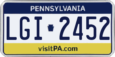PA license plate LGI2452