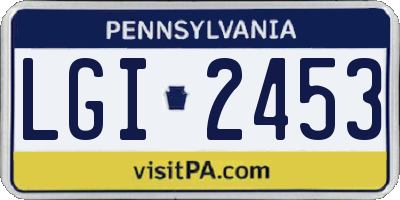 PA license plate LGI2453