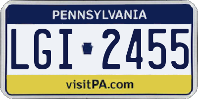 PA license plate LGI2455