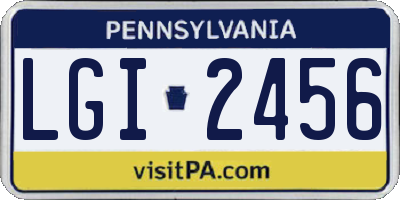 PA license plate LGI2456