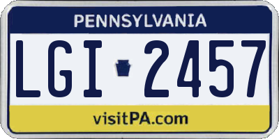 PA license plate LGI2457
