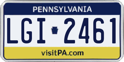 PA license plate LGI2461