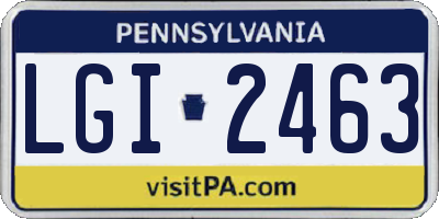 PA license plate LGI2463
