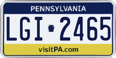 PA license plate LGI2465