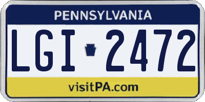 PA license plate LGI2472