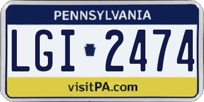 PA license plate LGI2474