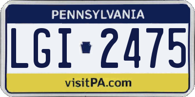 PA license plate LGI2475