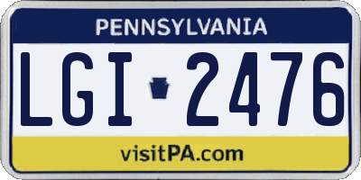 PA license plate LGI2476