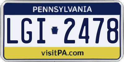 PA license plate LGI2478