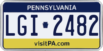 PA license plate LGI2482