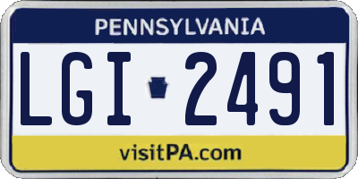 PA license plate LGI2491
