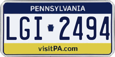 PA license plate LGI2494