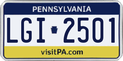 PA license plate LGI2501
