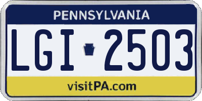 PA license plate LGI2503