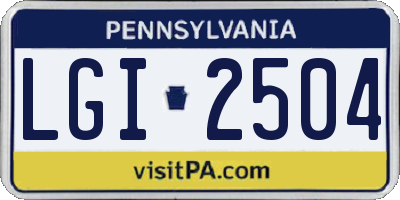 PA license plate LGI2504