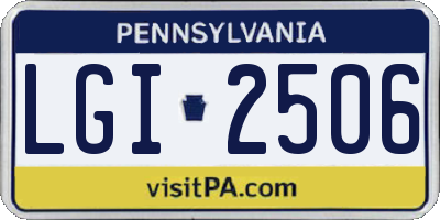 PA license plate LGI2506