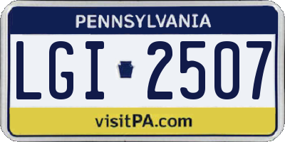 PA license plate LGI2507