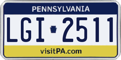 PA license plate LGI2511