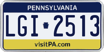 PA license plate LGI2513
