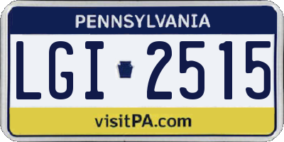 PA license plate LGI2515