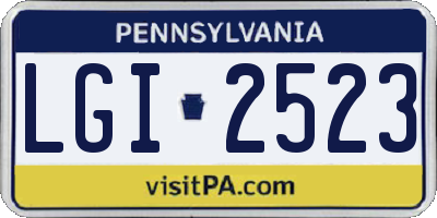 PA license plate LGI2523