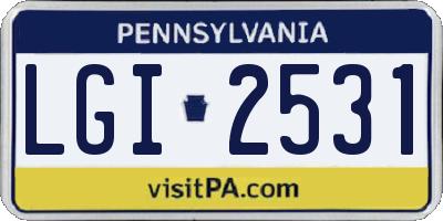 PA license plate LGI2531