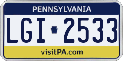 PA license plate LGI2533